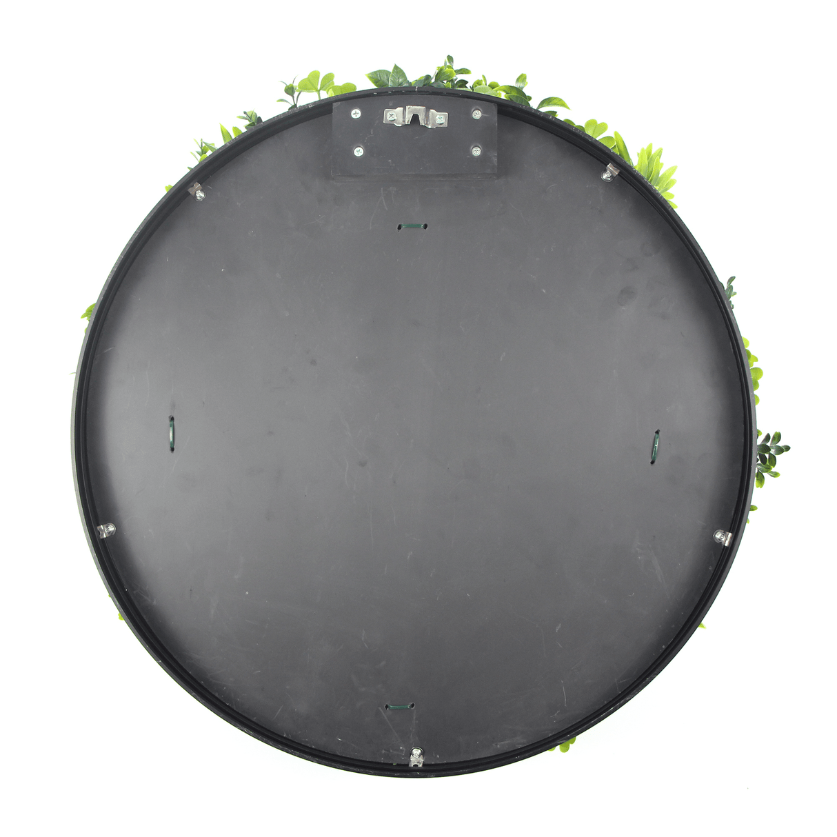 Designer Plants USA Luxury Artificial Green Plant Wall Circle 30" Black Frame UV Resistant