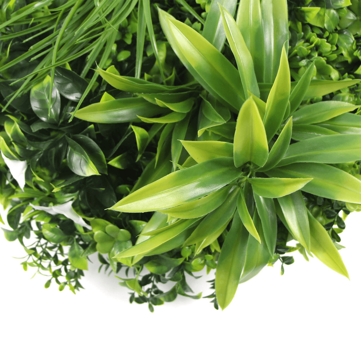 Designer Plants USA Luxury Artificial Green Plant Wall Circle 20" White Frame UV Resistant