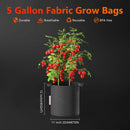Spider Farmer 5-pack 5 gallon grow bags Heavy Duty 300G Thickened Nonwoven Plant Fabric Pots with Handles