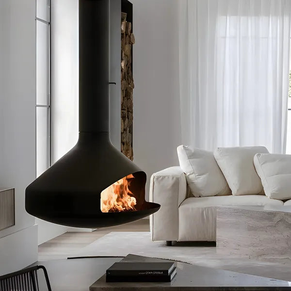 HearthArtSinn Shine 2 Luxury Hanging Trumpet-Shaped Real Fire Fireplace