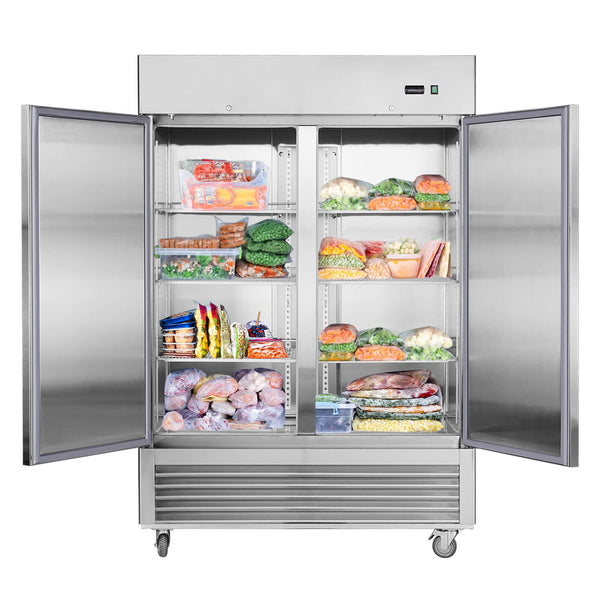 Chery Industrial 54"W Commercial Freezer 42 cu. ft. 2 Solid Door Reach-In Freezer