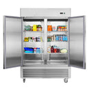 Chery Industrial 54"W Commercial Refrigerator 42 cu. ft. 2 Solid Door Reach-In Refrigerator
