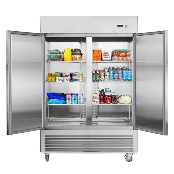 Chery Industrial 54"W Commercial Refrigerator 42 cu. ft. 2 Solid Door Reach-In Refrigerator
