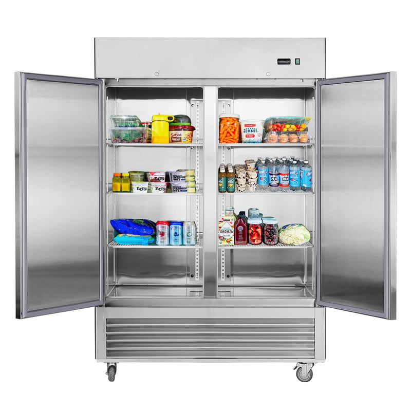 Chery Industrial 54"W Commercial Refrigerator 42 cu. ft. 2 Solid Door Reach-In Refrigerator