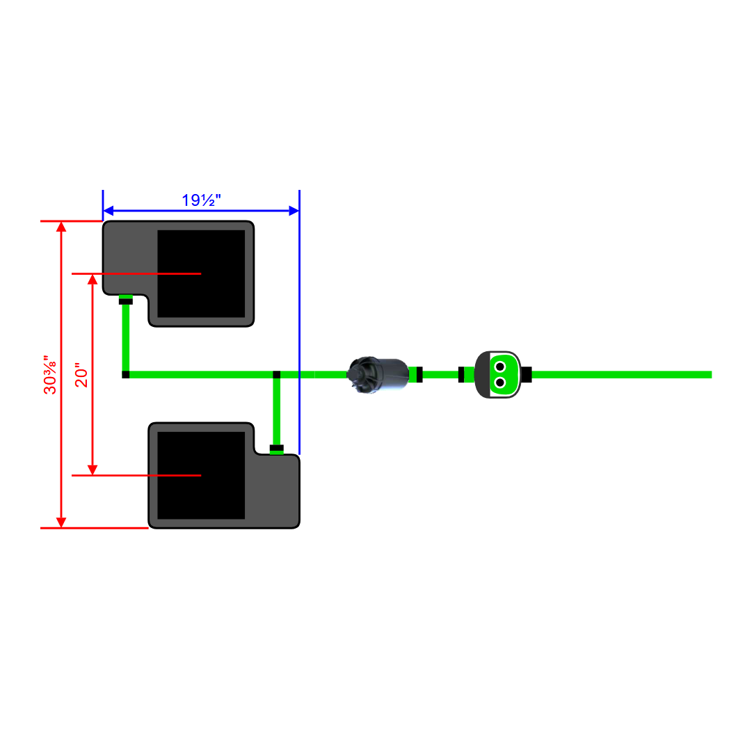 Alien Hydroponics EasyFeed 2 Pot 2 Row Kit