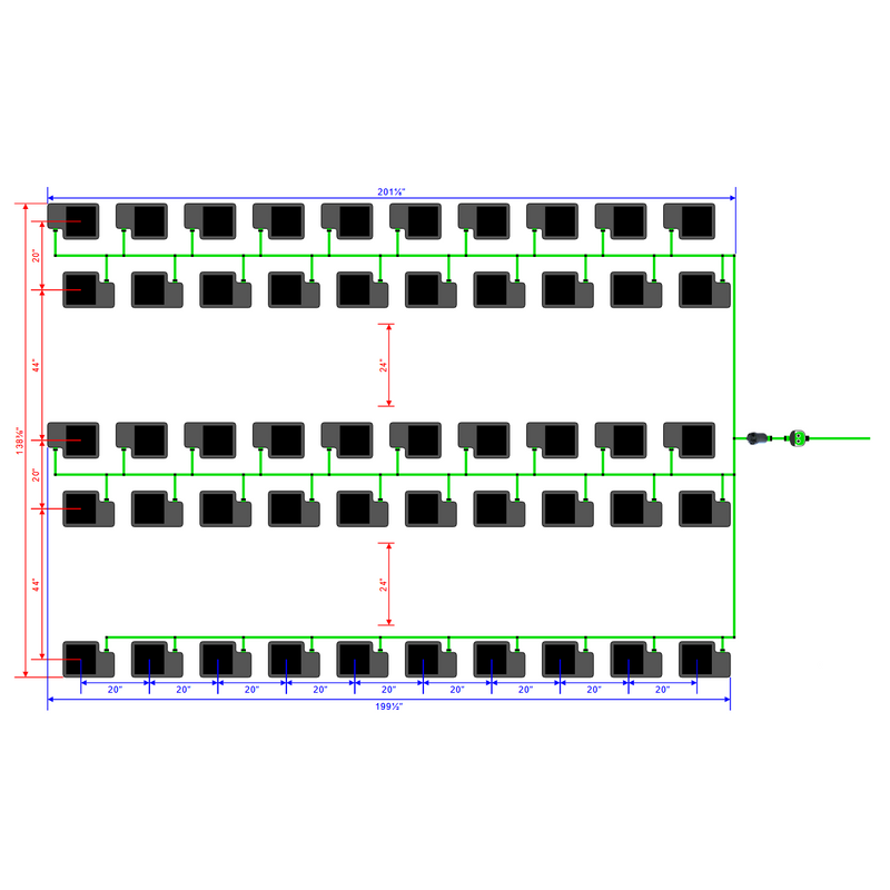 Alien Hydroponics EasyFeed 50 Pot 5 Row Kit