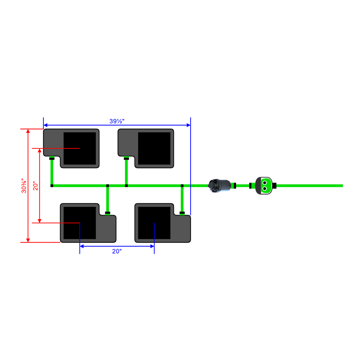 Alien Hydroponics EasyFeed 4 Pot 2 Row Kit