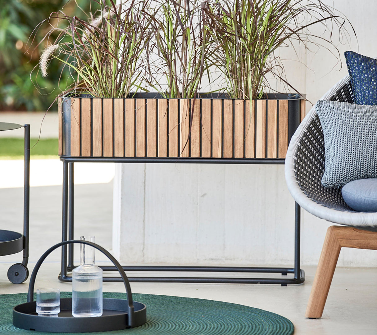 Combine Rectangular Teak & Aluminium Planter with Base 5706TAL