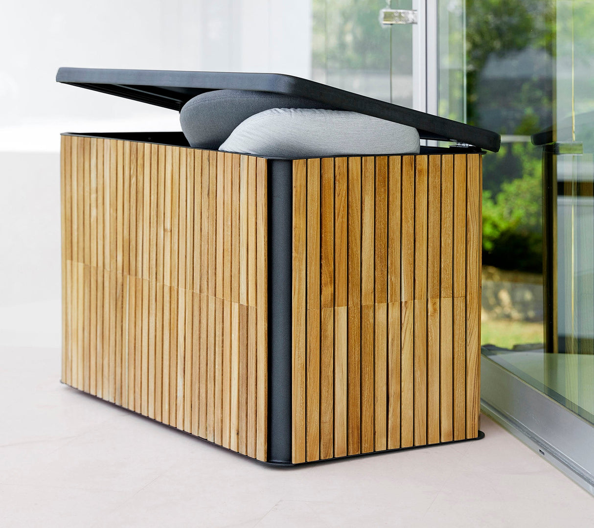 Combine Small Teak & Aluminium Cushion Storage Box 5708TAL