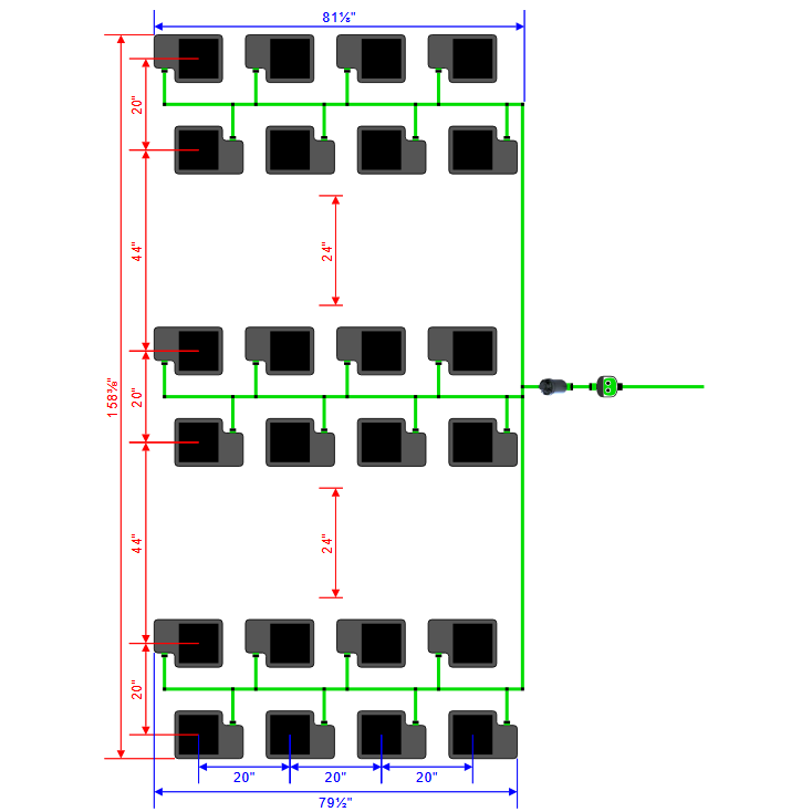 Alien Hydroponics EasyFeed 24 Pot 6 Row Kit