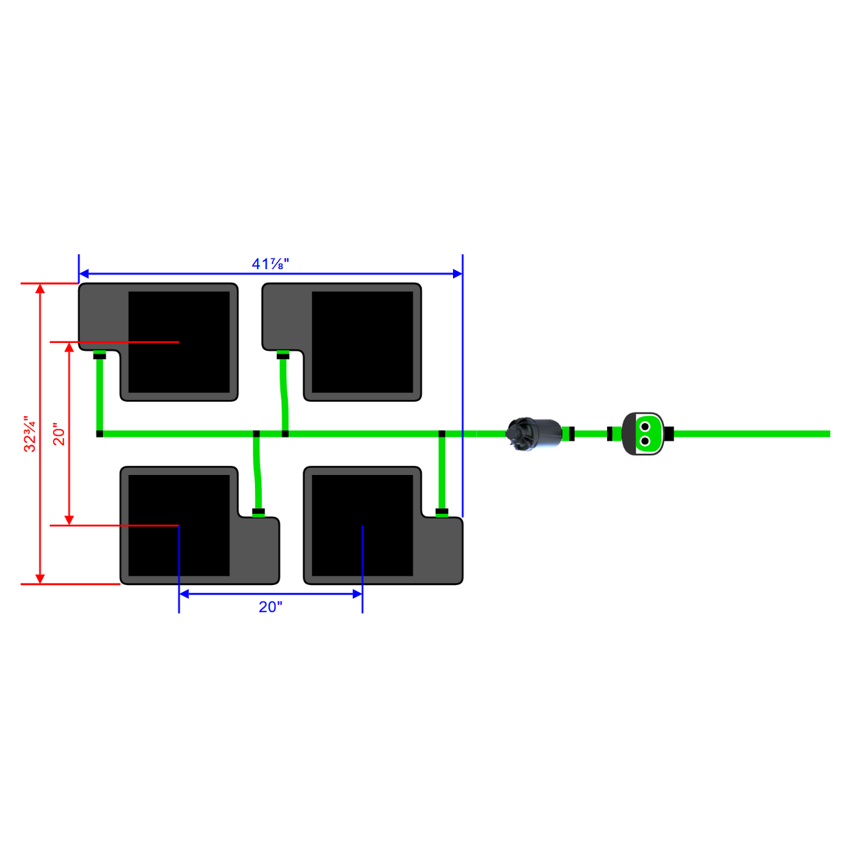 Alien Hydroponics EasyFeed 4 Pot 2 Row Kit