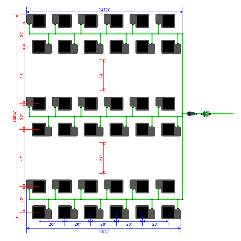 Alien Hydroponics EasyFeed 36 Pot 6 Row Kit