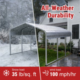 11FT × 20FT Metal Carport Reinforced Steel Roof Shelter for Outdoor Parking