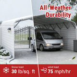 20FT × 30FT Metal Garage Heavy-Duty Steel Carport with 13FT Peak Roof