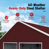25FT × 33FT Heavy-Duty Metal Storage Shed Reinforced Steel Garage for Farm & Equipment Storage