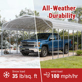 40FT × 20FT Metal Carport Garage Weatherproof Steel Vehicle Shelter