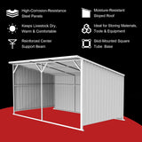 20FT × 12FT Livestock Metal Shed Heavy‑Duty Steel Shelter with Skid Base K1912