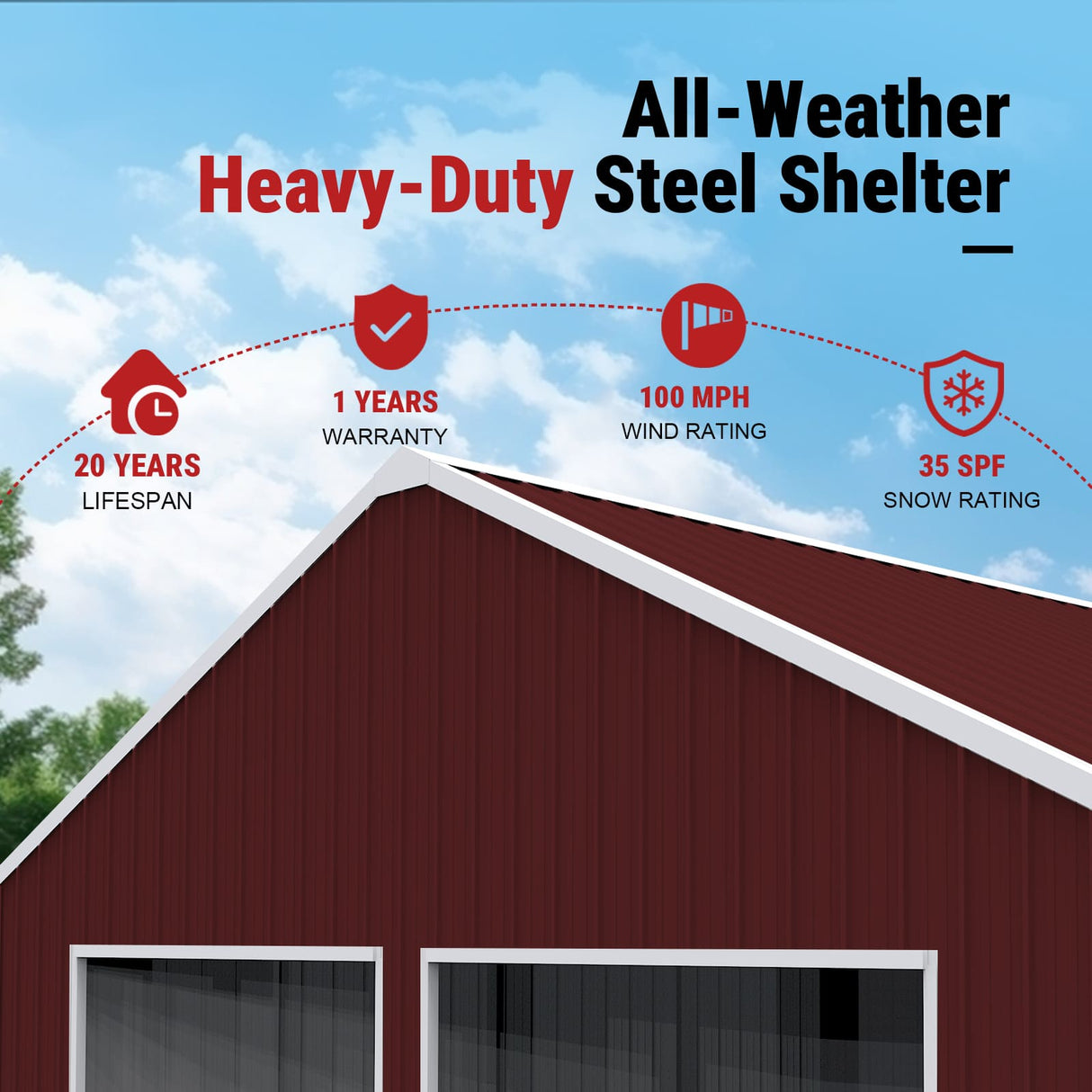 22FT × 23FT Double Garage Metal Storage Building K2223G