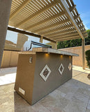 KoKoMo Grills St. John 7'6" BBQ Island W High Bar on three sides and Lights 4 Burner BBQ Grill