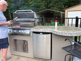 KoKoMo Grills Maui 7'6" BBQ Island with 33" Round Bar On One End LED Lights and Built In BBQ