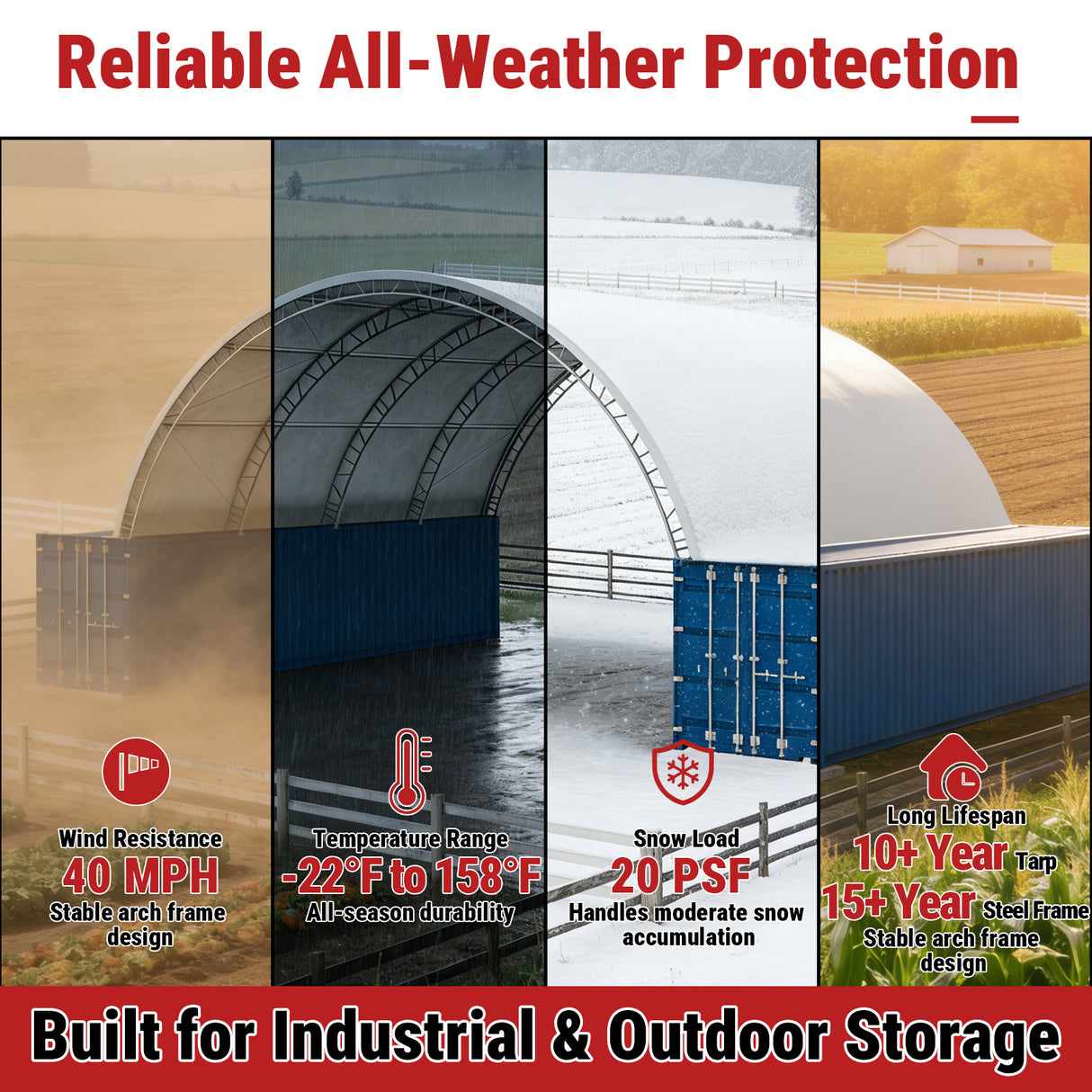 Arch Storage Shelter Single Truss Galvanized Frame Shipping Container Shelter