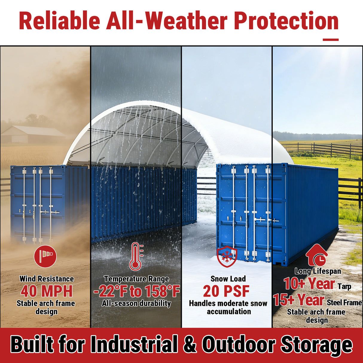 Single Truss Arch Storage Shelter 35.2′ × 39.9′ × 16.4′