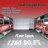42FT × 30FT × 13FT Heavy-Duty Metal Storage Shed for Home & Farm With 3 Roll Up Doors