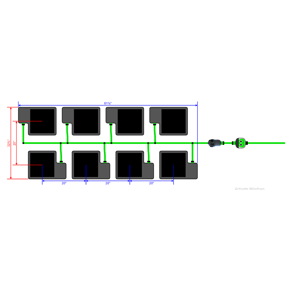 Alien Hydroponics EasyFeed 8 Pot 2 Row Kit