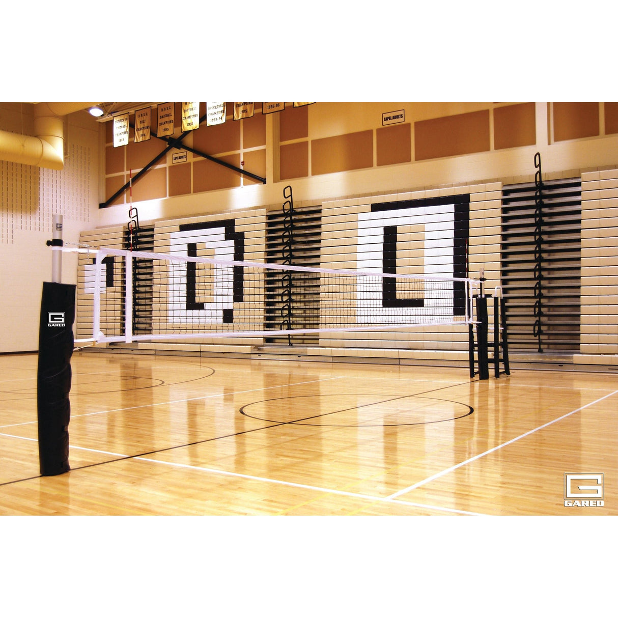 Gared RALLYLINE 3.5″ OD Aluminum Multi‑Sport Adjustable Height Scholastic Volleyball System 6000