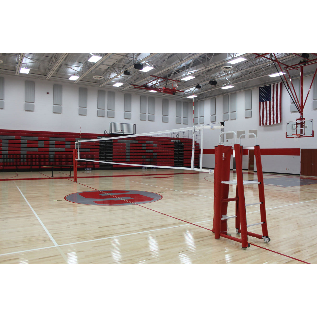 Gared RALLYLINE Scholastic 3.5″ OD Aluminum Telescopic Volleyball System – Adjustable Height (No Floor Sleeves) – Model 6105