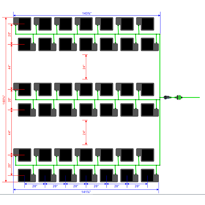 Alien Hydroponics EasyFeed 42 Pot 6 Row Kit