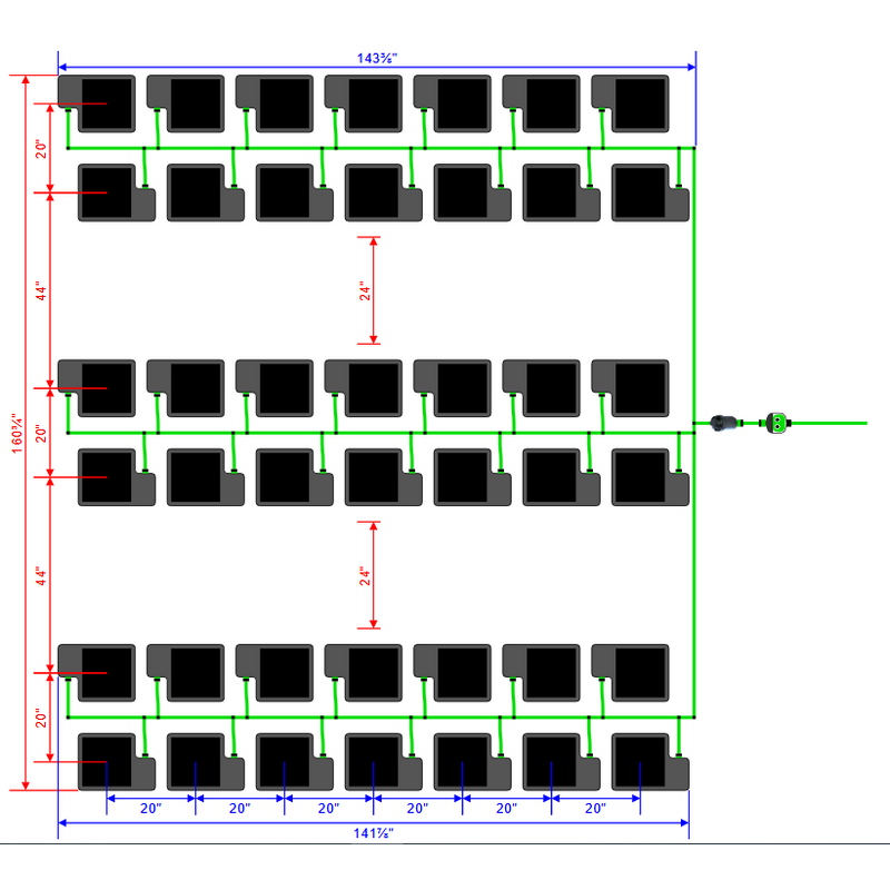 Alien Hydroponics EasyFeed 42 Pot 6 Row Kit