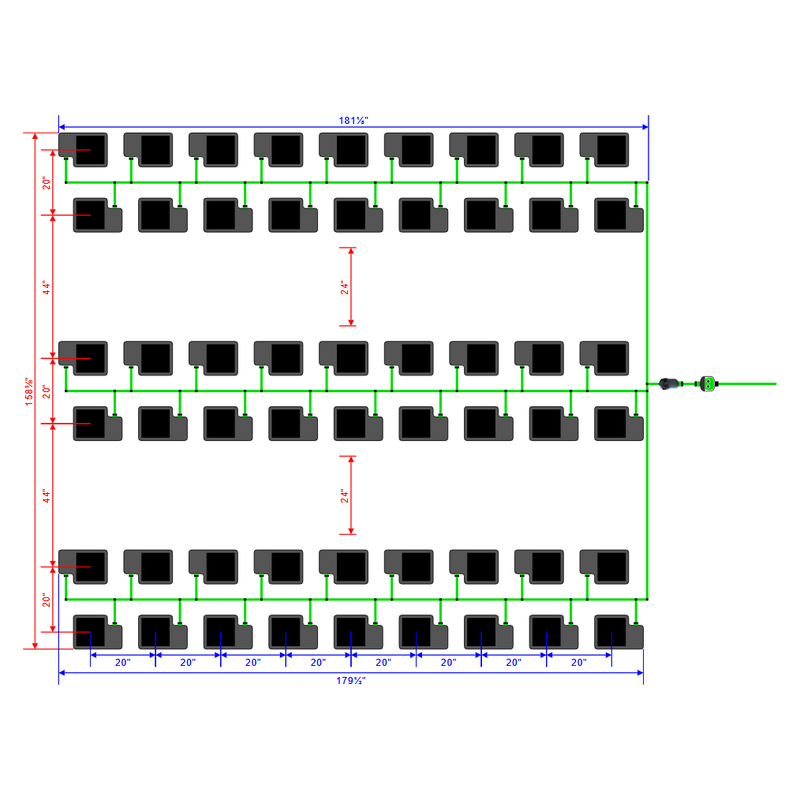 Alien Hydroponics EasyFeed 54 Pot 6 Row Kit