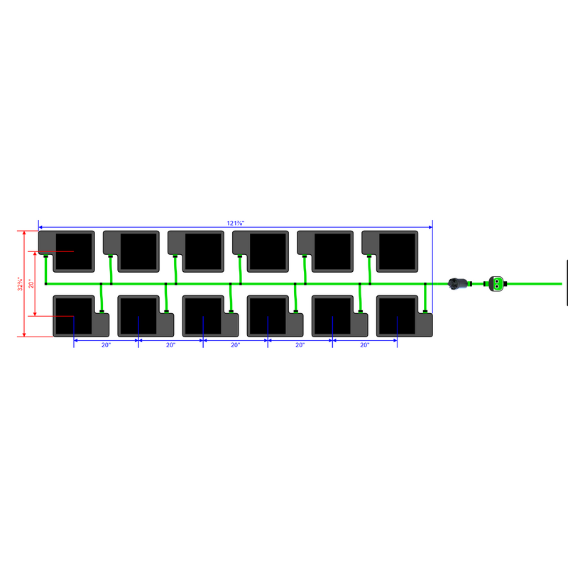 Alien Hydroponics EasyFeed 12 Pot 2 Row Kit
