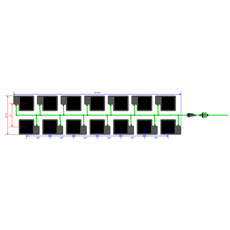 Alien Hydroponics EasyFeed 14 Pot 2 Row Kit