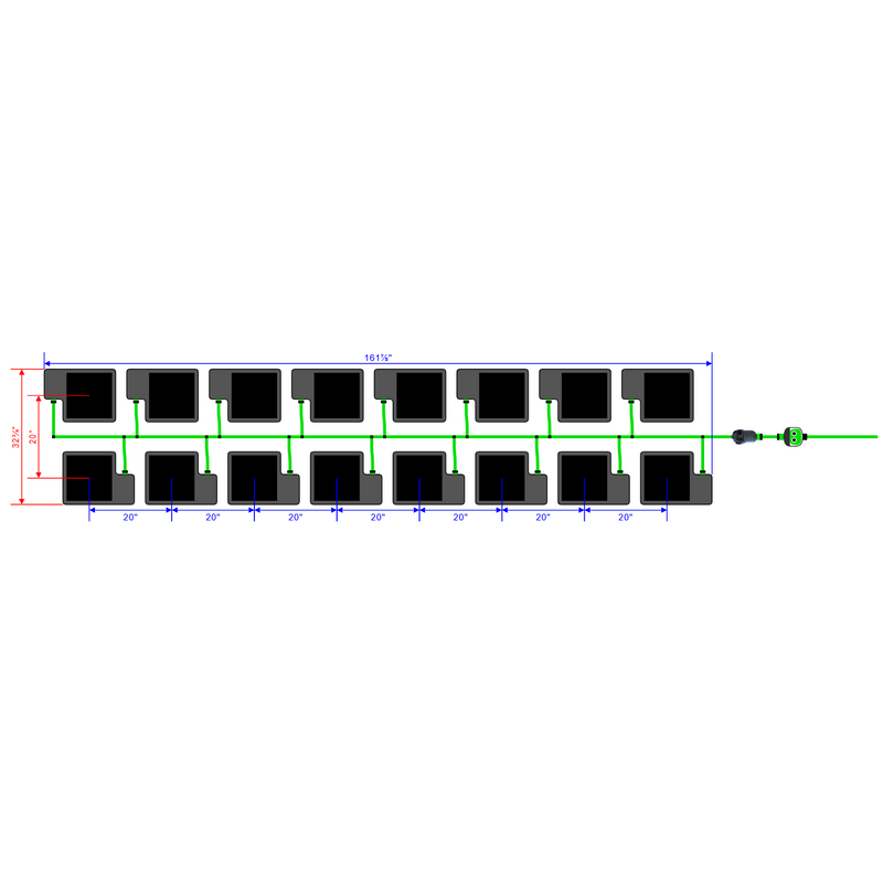 Alien Hydroponics EasyFeed 16 Pot 2 Row Kit