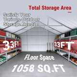 23FT x 46FT Steel Garage Shed – Reinforced Metal Storage Building with 2 Doors