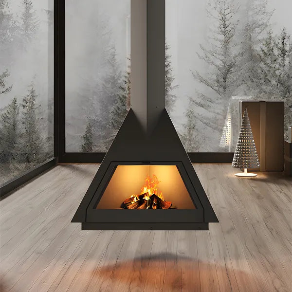 HearthArtSinn Ash 4 Triangular Hanging Wood Burning Fireplace