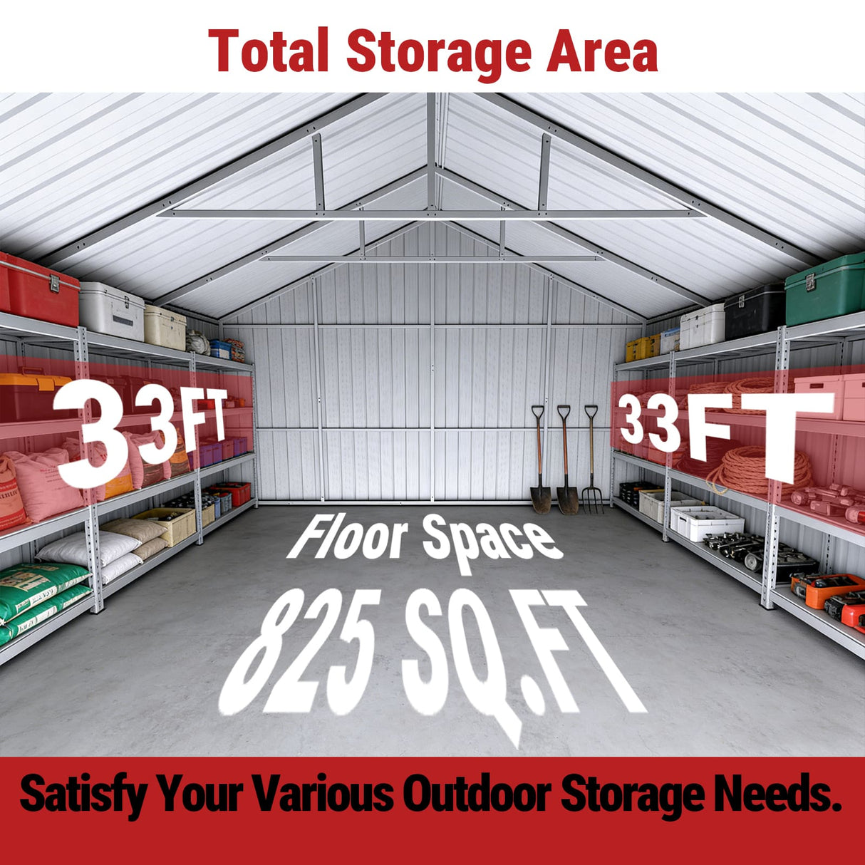 33FT × 25FT Metal Garage Barn Reinforced Steel Structure with Dual Doors