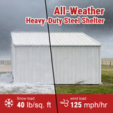 25FT × 12FT Metal Farm Shed Heavy‑Duty Steel Shelter for Driveway & Equipment