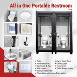 Two‑Person Portable Toilet Cabin Outdoor Restroom with Light, Sink & Vent Fan