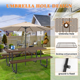 Chery Industrial 6ft Rectangle Picnic Table With Umbrella Hole