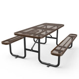 Chery Industrial 6 ft Metal Picnic Table Outdoor Coated Steel Patio Furniture Set