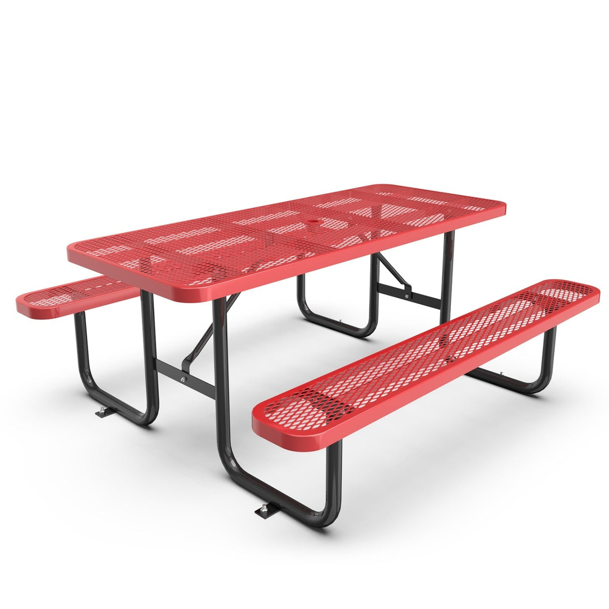 Chery Industrial 6 ft Metal Picnic Table Outdoor Coated Steel Patio Furniture Set
