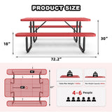 Chery Industrial 6 ft Metal Picnic Table Outdoor Coated Steel Patio Furniture Set