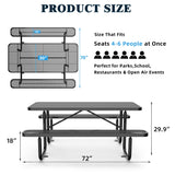 Chery Industrial 6 ft Metal Picnic Table Outdoor Coated Steel Patio Furniture Set