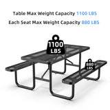Chery Industrial 6 ft Metal Picnic Tables for Outdoors