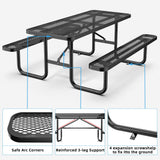 Chery Industrial 6 ft Metal Picnic Tables for Outdoors