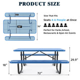 Chery Industrial 6 ft Metal Picnic Table Outdoor Coated Steel Patio Furniture Set