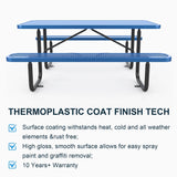 Chery Industrial 6 ft Metal Picnic Table Outdoor Coated Steel Patio Furniture Set